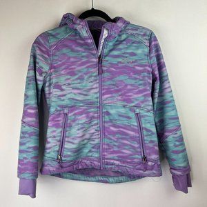 Snozu Girls Medium 10/12 Tie dye Purple Hooded  Jacket Full Zipper Long Sleeve